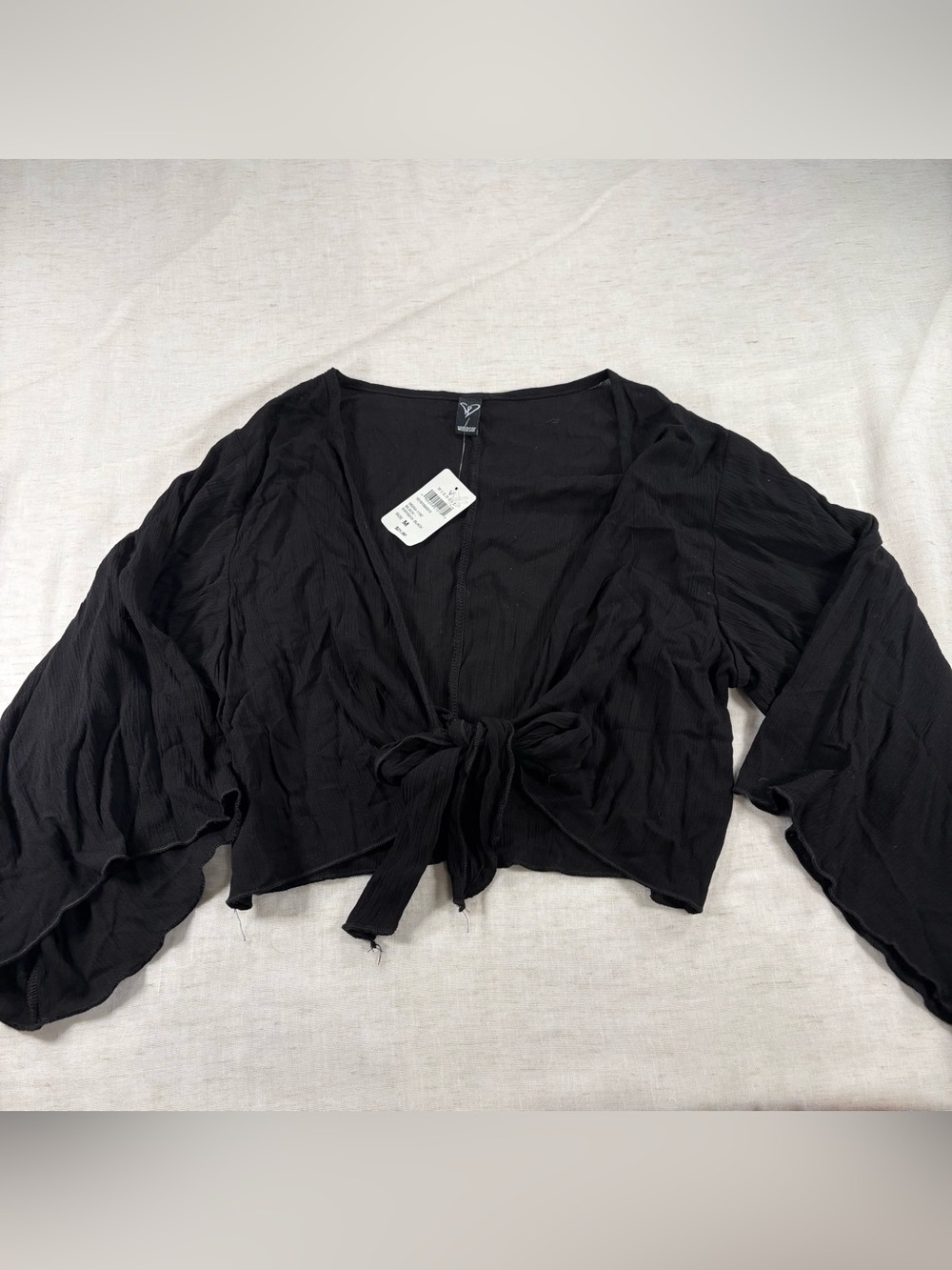 Windsor Black Tie-Front Women's Crop Top